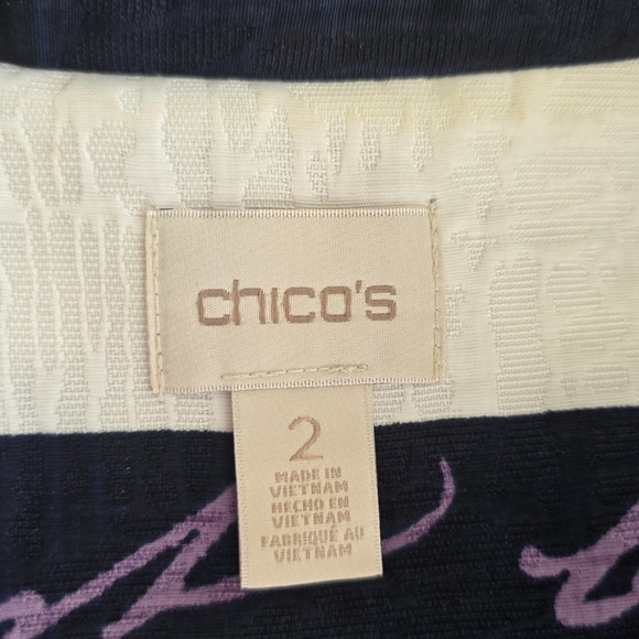 Chico's Postcard Print Stripe Jacket/Fully Lined SZ 2 US 12-14 - Picture 8 of 15